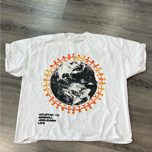 Astroworld White Graphic T-Shirt with Earth Design - Picture 1 of 7